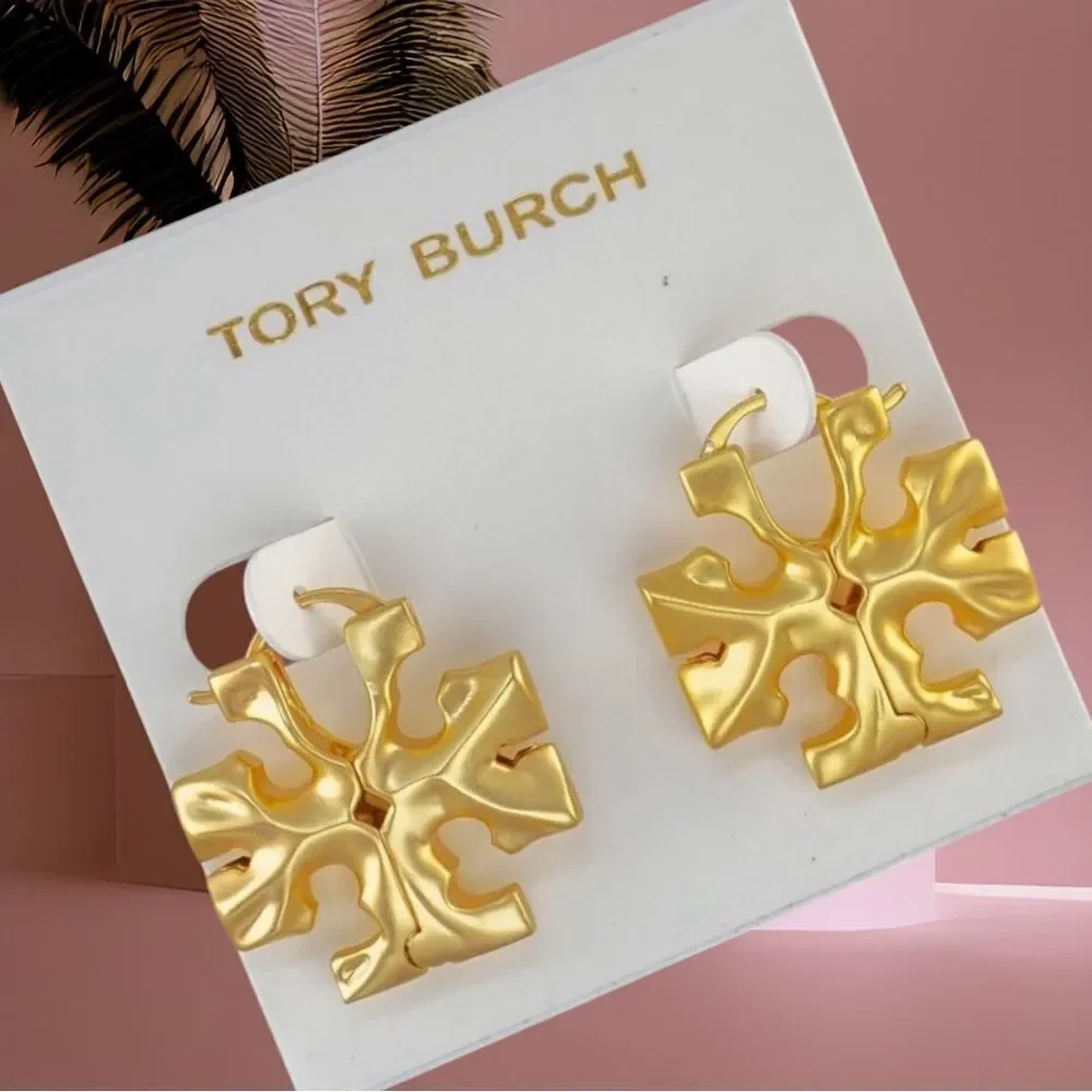 TORY BURCH ROXANNE HIDDEN LOGO HOOP EARRINGS